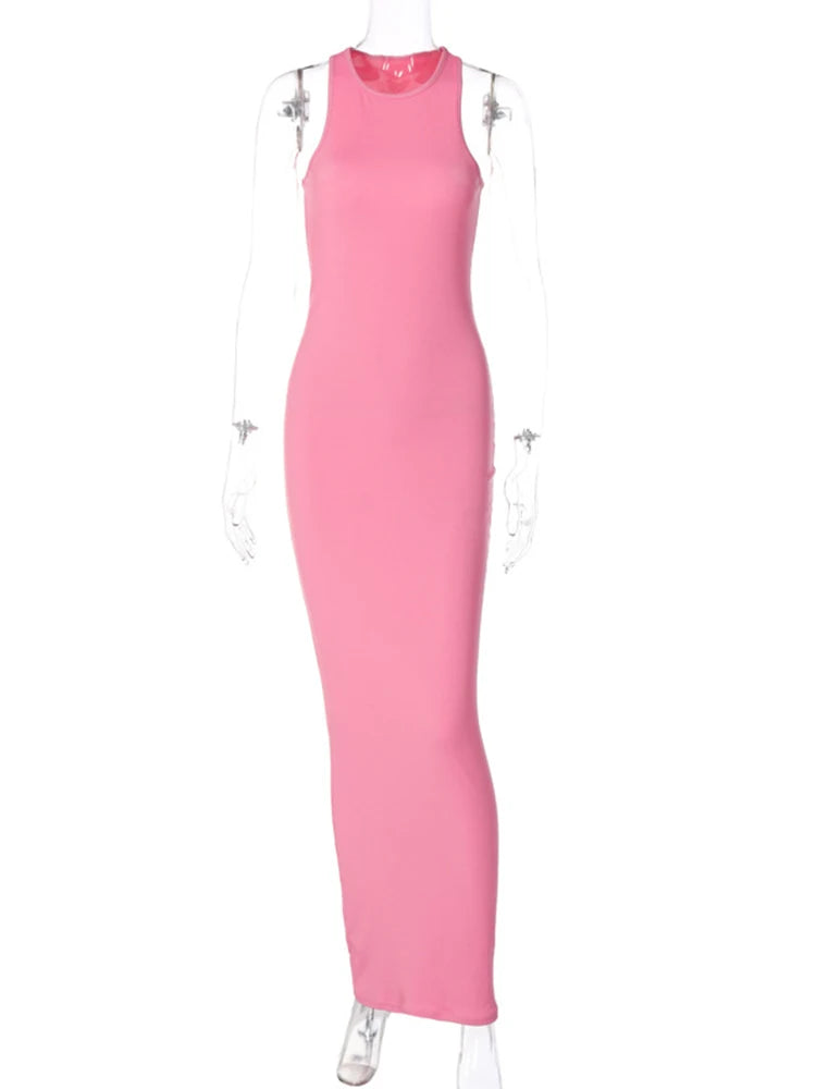 Hugcitar Ribbed Sexy Sleeveless Bodycon