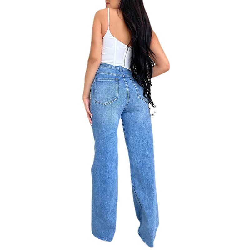 Women Jeans Wide Leg Pants Denim High Waist