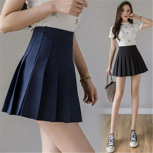 Pleated High Waist Mini Skirt Women  White Micro