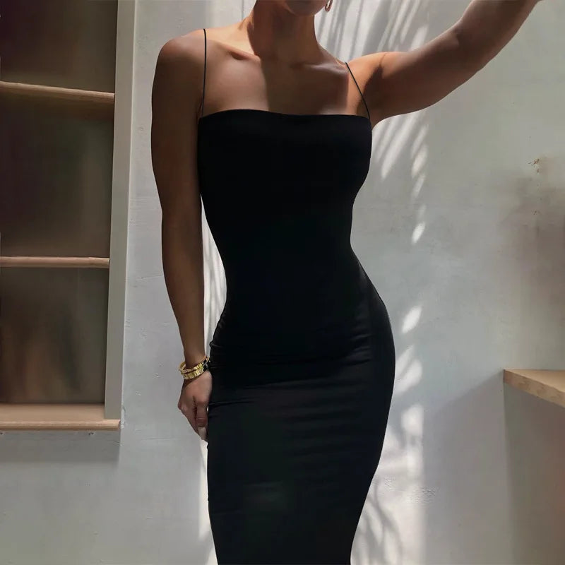 Summer Black Sexy Dress Women Streetwear Sleeveless Backless