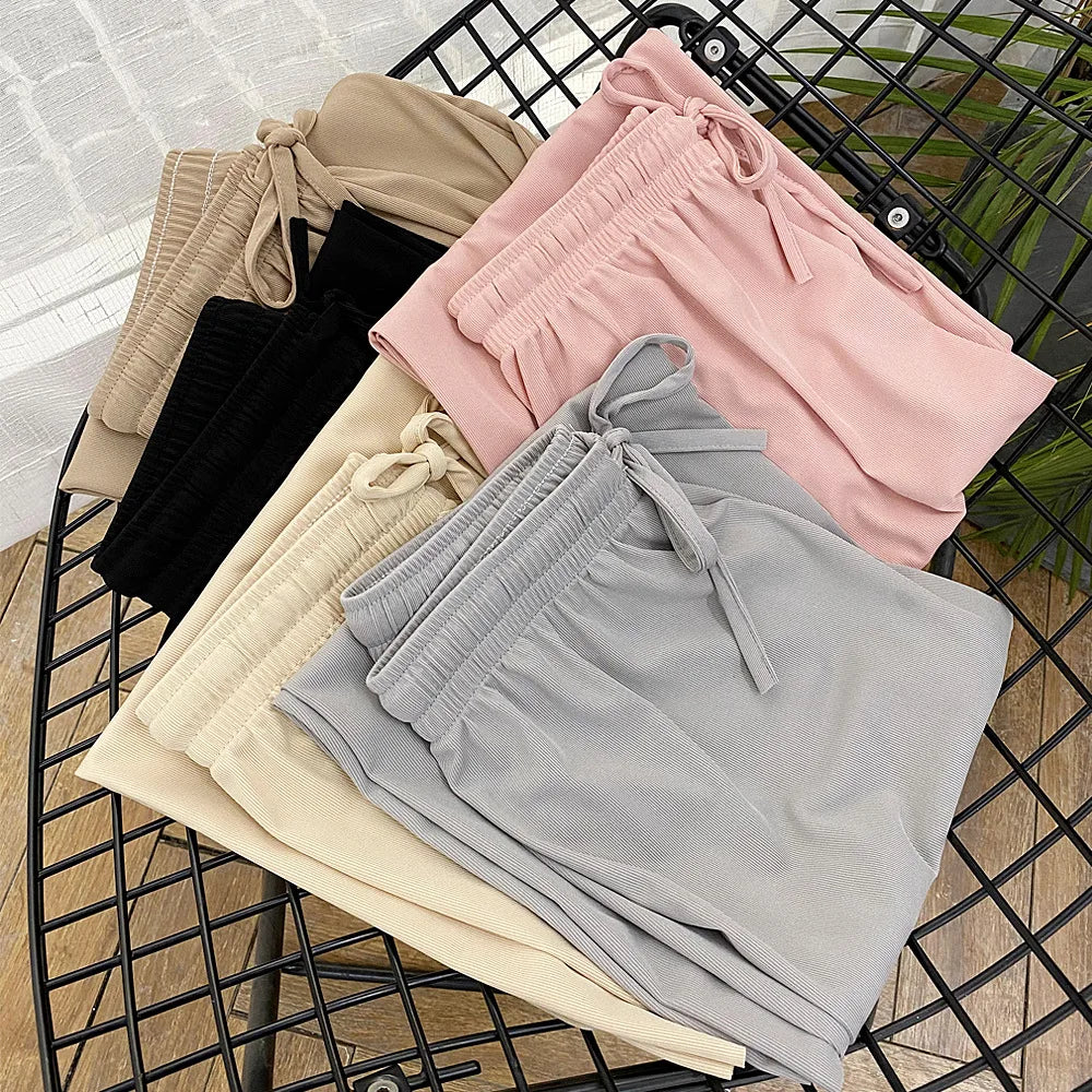 Women Ankle-Length Wide Leg Pants Casual Summer