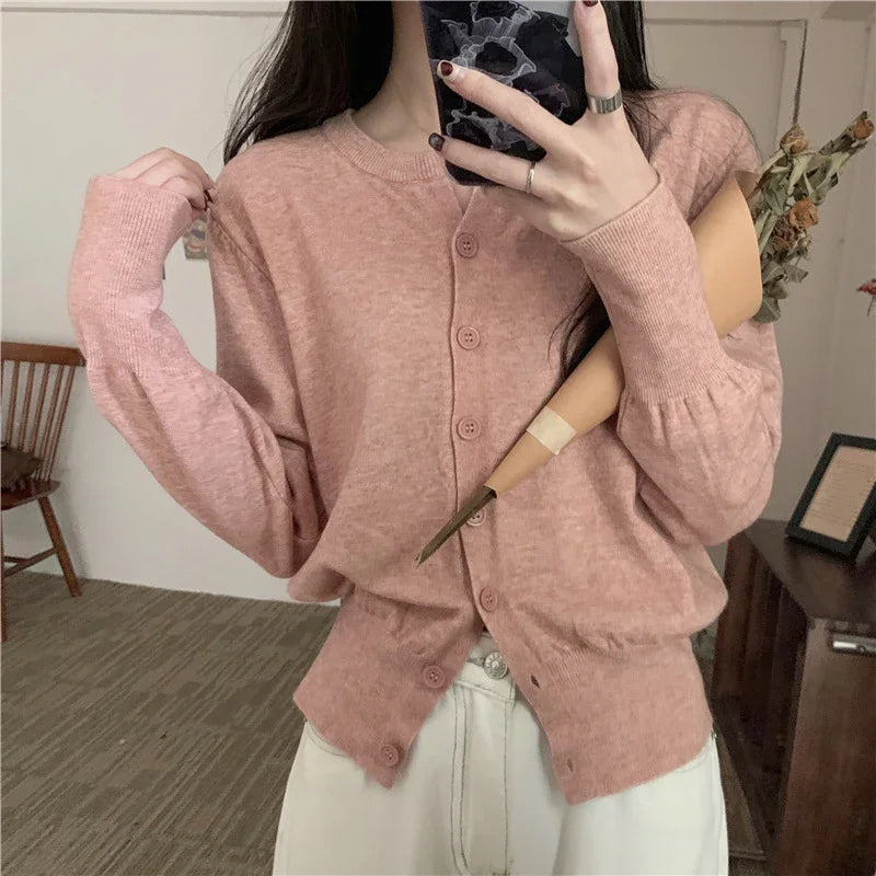 Fashion Women's Thin Fleece Knit Loose Short Cashmere Sweater Round Neck