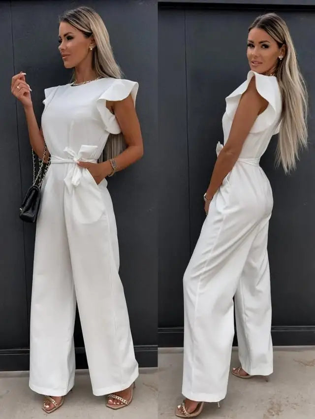 Short Sleeve Wide Leg Jumpsuit For Women